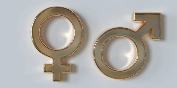 Männliches Und Weibliches Symbol Gendersymbol Mit Effekt Goldenes Zeichen Auf — Stockfoto