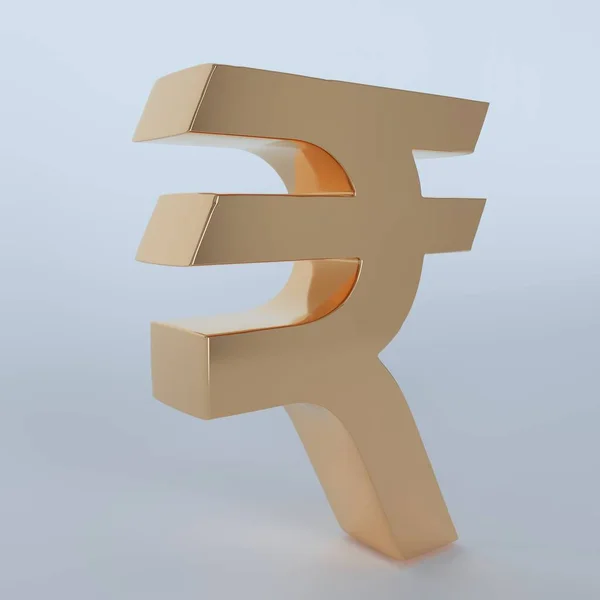Indian Rupee Icon Gold White Background Effect Illustration — Stock Photo, Image