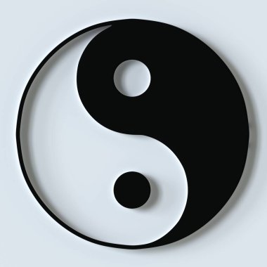 3 boyutlu Yin Yang sembolü. Hazırla