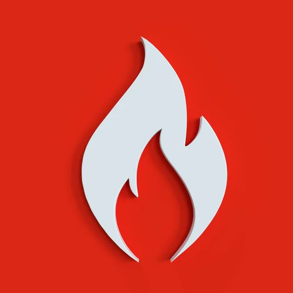 Alev Ikonu Ateşle Kırmızı Zemin Üzerinde Etkisi Olan Beyaz Sembol — Stok fotoğraf