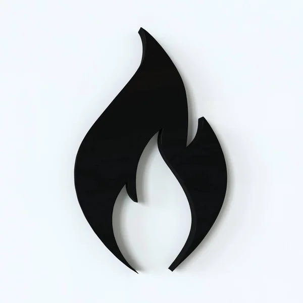 Значок Вогню Чорний Символ Ефектом Білому Тлі Візуалізація — стокове фото