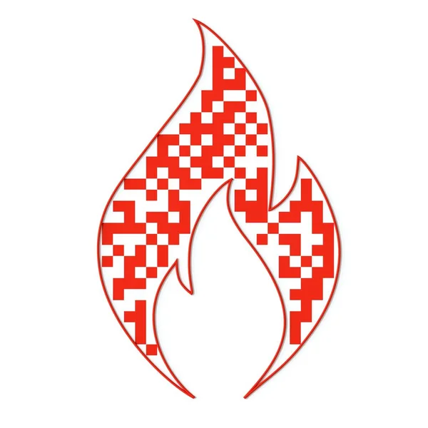Значок Вогню Червоний Символ Ефектом Білому Тлі Візуалізація — стокове фото