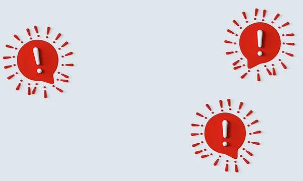 Wykrzykniki Czerwony Biały Znak Bańki Mowy Znaki Ostrzegawcze Postaci Wirusa — Zdjęcie stockowe