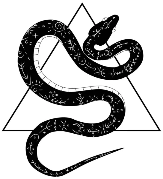 Чёрная Змея Языческим Дизайном — стоковый вектор
