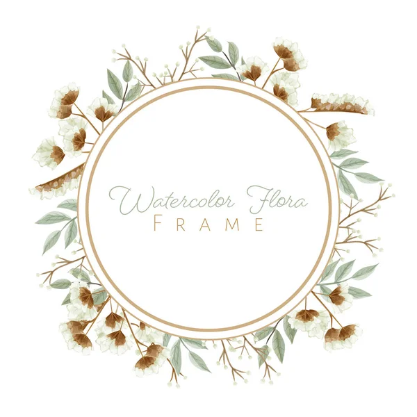 Watercolor Folhas Flores Moldura Para Cartão Casamento Outros — Vetor de Stock