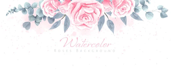 Krásné akvarelové růže pozadí pro tapety, svatební taška — Stockový vektor