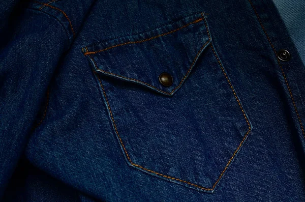 Casual Pocket Dark Denim Shirt Jacket — Stock Photo, Image