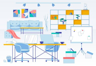 Dağınık ve Kirli İşyeri Düz Ofis İçi