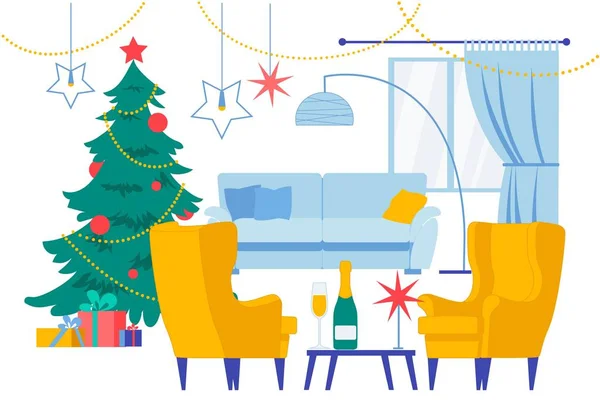 Noël Salon Maison Intérieur Illustration — Image vectorielle