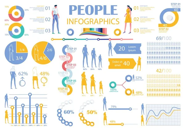 Collectie Infographic People Elements Man, Vrouw. — Stockvector