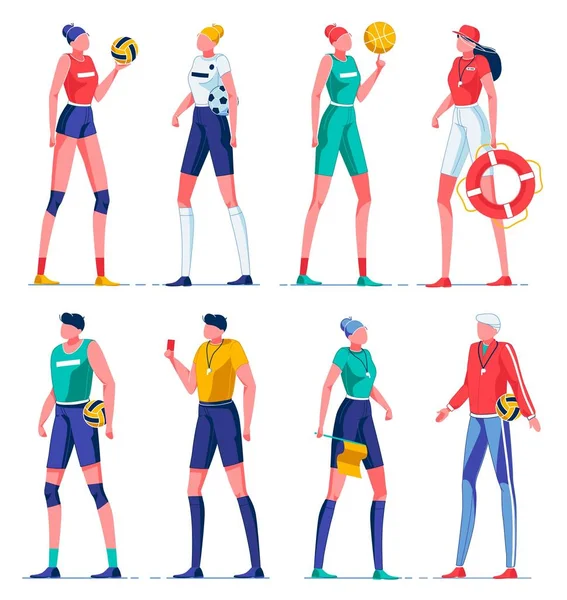 Тренеры по мультипликации обучают различным видам спорта . — стоковый вектор