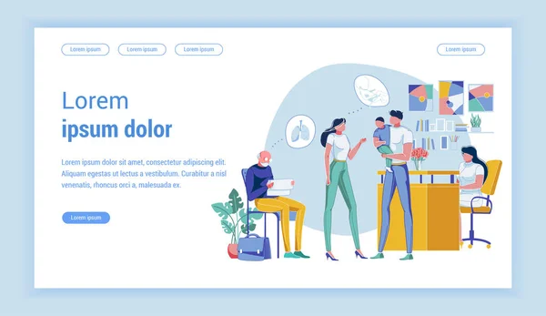 Besökare, diskutera frågor i Clinic Waiting Room — Stock vektor