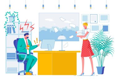 Ofis İşi, Altında Düz Vektör İllüstrasyonu