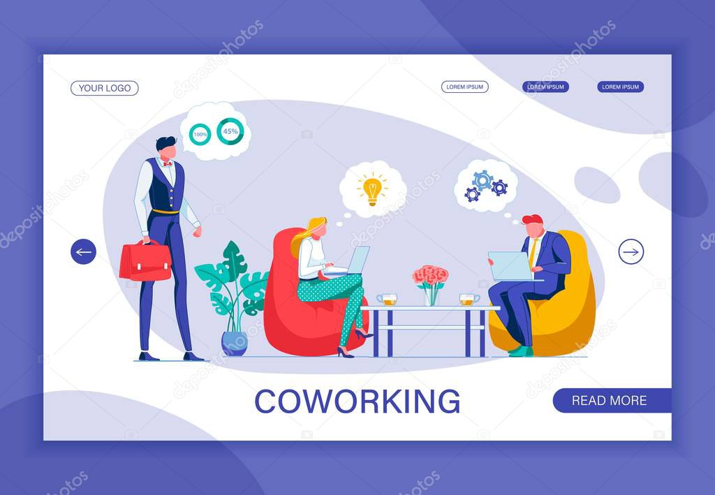 Multipurpose Co-Working Office Team. Landing Page