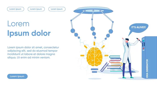 フラットランディングページベクトルテンプレートのブレインストーミング — ストックベクタ