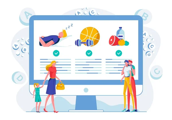 Sağlıklı Yaşam Tarzı Web Sayfası Düz Vektör İllüstrasyonu