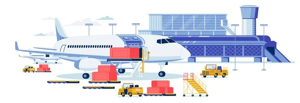 Banner de transporte de carga y aviones de carga . — Archivo Imágenes Vectoriales