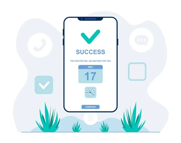 Arzttermin Bestätigung flache Abbildung — Stockvektor