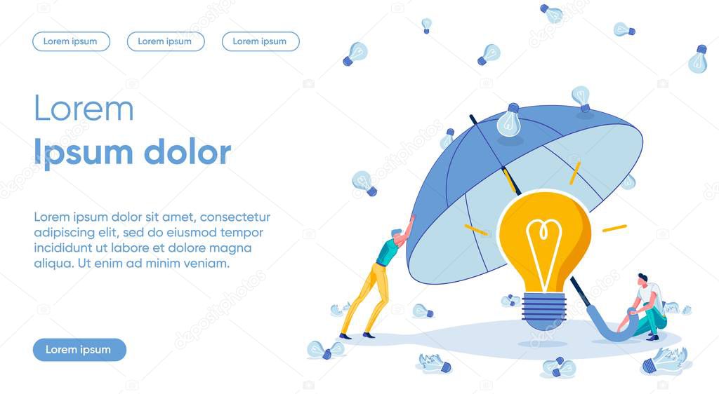 Idea Protection Flat Landing Page Vector Template