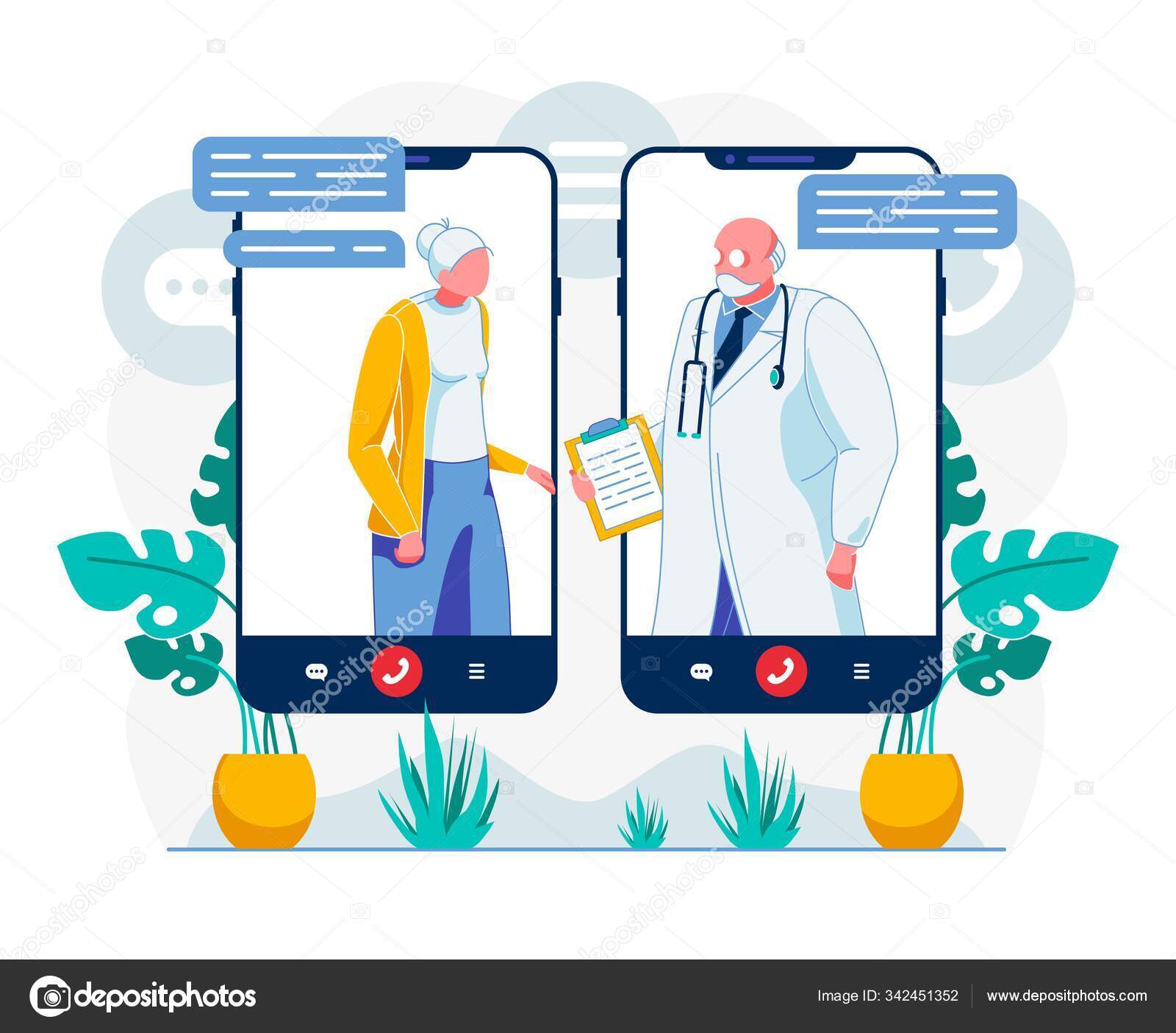 Telemedicine Video Call Technology Illustration Stock Vector Image by