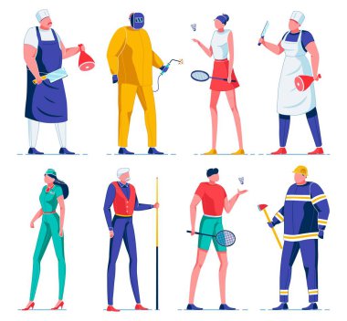 Çizgi film Kasabı, Elektrikçi, Badminton Oyuncuları.