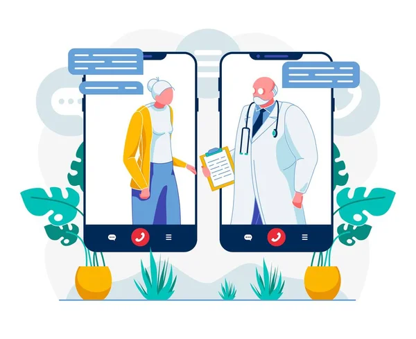 Telegeneeskunde Video Call Technologie Illustratie — Stockvector