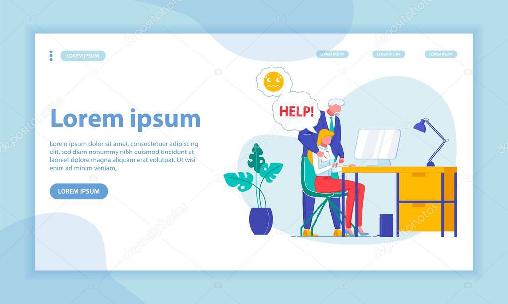 Co-Worker Harassment Landing Page Vector Template