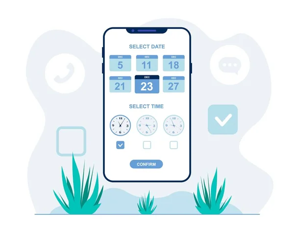 Selecteren van vergadertijd en datum Flat Illustration — Stockvector