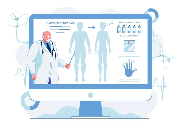 Explicación de los síntomas de la diabetes Ilustración — Archivo Imágenes Vectoriales