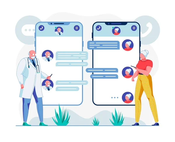 Dokter en patiënt Telehealth Chat Illustratie — Stockvector