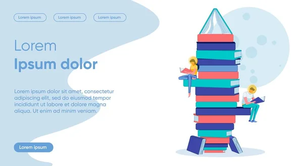 Knowledge Palace Flache Landing Page Vektorvorlage — Stockvektor