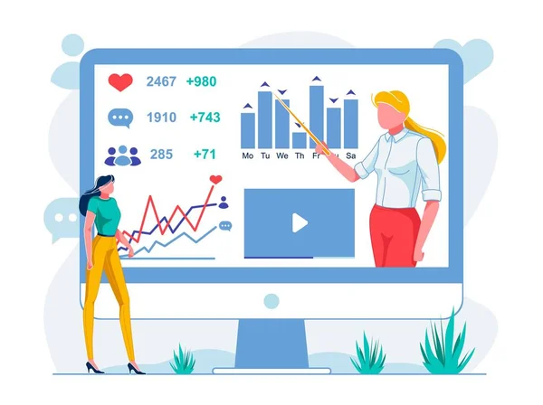 Atividade de Assinantes Diários em Redes Sociais . —  Vetores de Stock