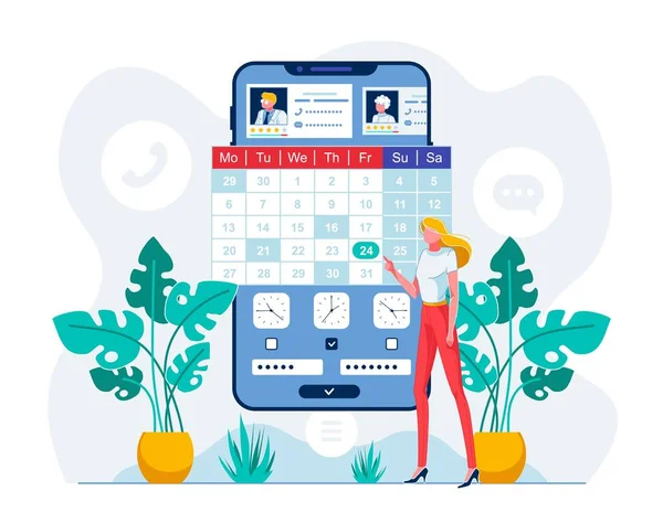 Telehealth Mobile App User Vector Illustration — 스톡 벡터