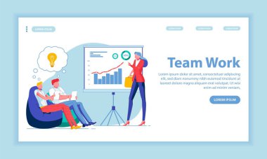 Team Work, Unity Flat Landing Page Vector Template