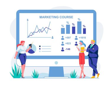 Banner Inscription on Monitor Marketing Course.