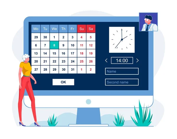 Patient Scheduling Appointment Online Illustration — 스톡 벡터