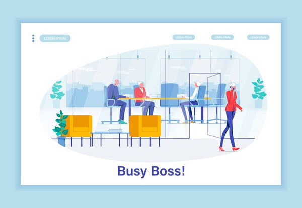 Занятая леди Босс на телефоне покидает стол переговоров
