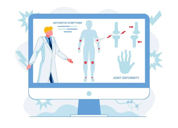 Medico che analizza i sintomi dell'artrite Illustrazione — Vettoriale Stock