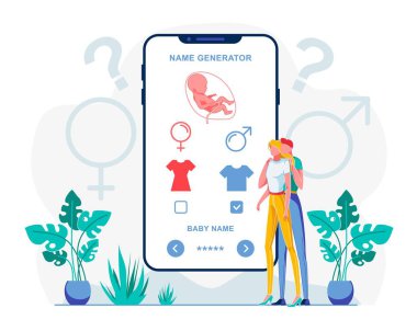 Baby Name Generator Mobile App Flat Illustration clipart