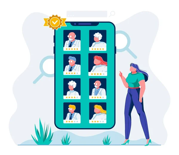 Mobilna aplikacja e-zdrowie Ocena lekarza Ilustracja — Wektor stockowy