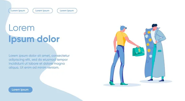 Ideenhandel Flat Landing Page Vector Template — Stockvektor