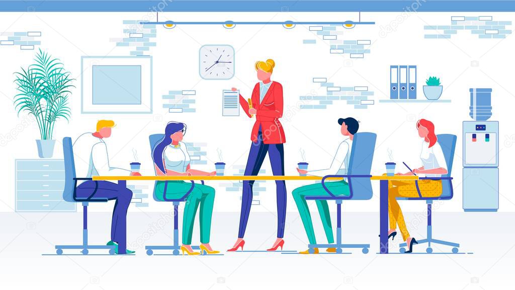 Conference Room Meeting Flat Vector Illustration