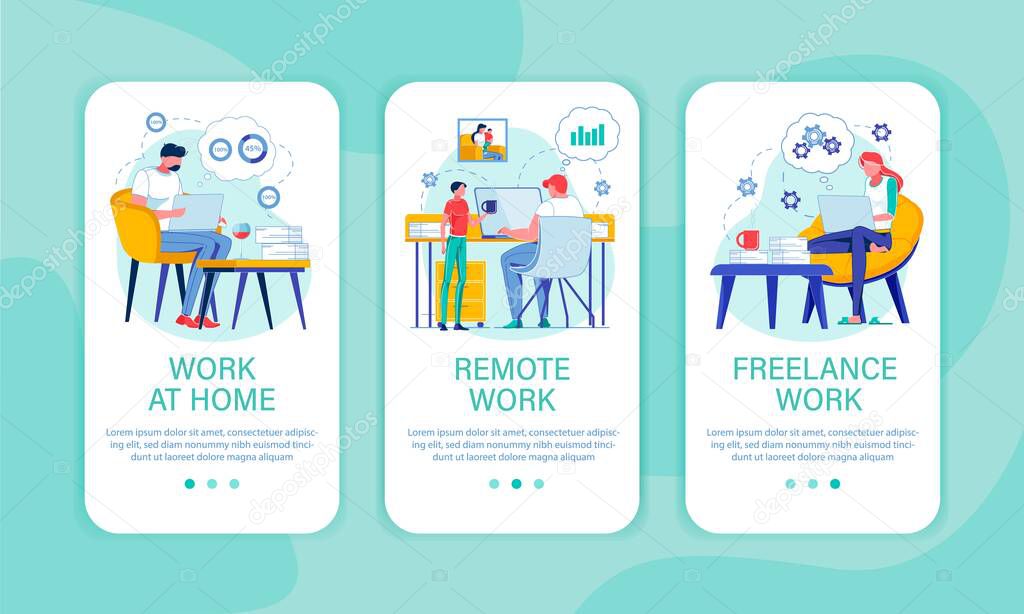 Freelancers and Remote Workers Three Banners Set