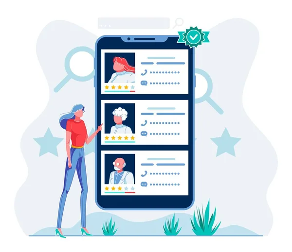 Patient wählt Arzt in mobiler App — Stockvektor