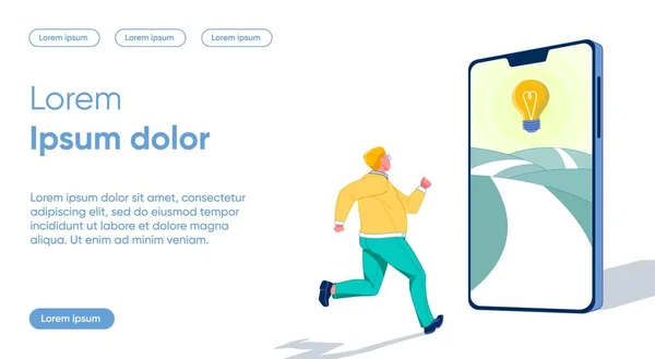 फुल मैन आइडिया पर चलता है और फोन में पथ पर दिखता है . स्टॉक वेक्टर
