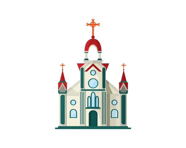 Iglesia Cristiana Con Ilustración Arquitectura Antigua Medieval — Vector de stock