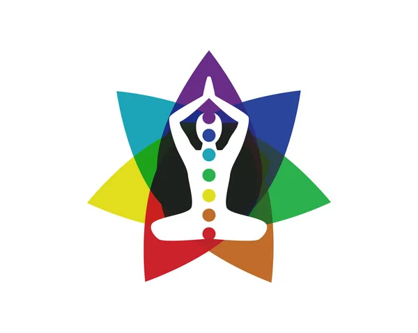 Yoga Posando Con Símbolo Los Elementos Del Chakra — Archivo Imágenes Vectoriales