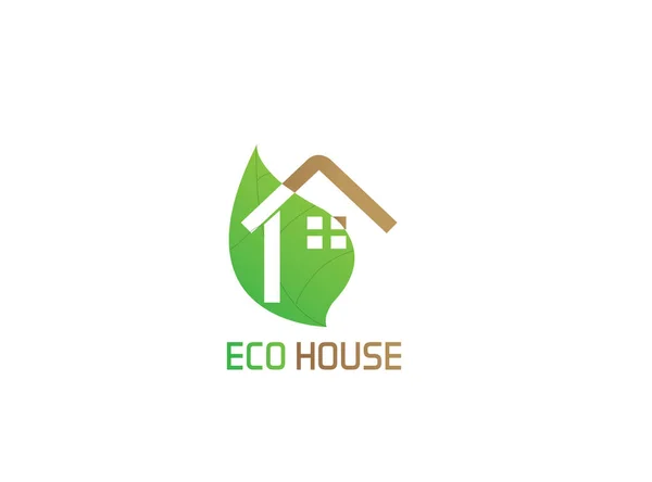 Eko ev logosu - beyaz arkaplan illüstrasyon tasarımı