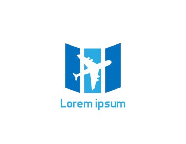 uçağın mavi logosu - beyaz arkaplan çizimi tasarımı