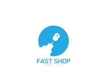 Hızlı Çevrimiçi dükkan logosu - beyaz arkaplan çizimi tasarımı